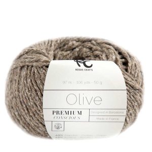 Hilo de Algodón Reciclado Olive Rosas Crafts - Topo